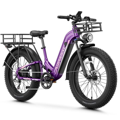 M1 Pro Electric Bike, 1800W Peak Motor Electric Bike for Adults, 48V 17.5Ah, 26'' x 4.0'' Fat Tire Electric Mountain Bike, Ebike with 85 Miles, 36MPH, 7 Speed 110Nm and Dual Suspension