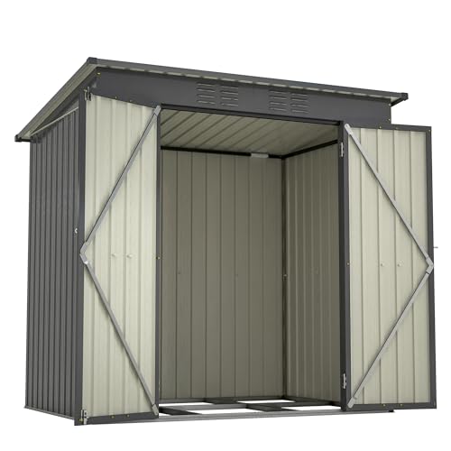 6x4 Ft Outdoor Storage Shed, Heavy-Duty All-Weather Tool Shed with Lockable Doors, Durable Resin Construction for, Patio & Backyard Organization Black