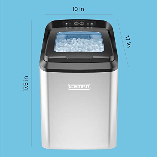Iceman Dual-Size Ice Maker Countertop - Portable Ice Machine, Large and Small Ice Machine Maker with Self Cleaning, 9 Cubes in 7 Mins,22lbs/24hrs, for Home, Kitchen, Office, Party, Ice Scoop Included