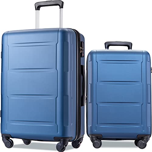 Merax Expandable Spinner Wheel 2 Piece Luggage Set, ABS Lightweight Suitcase with TSA Lock, Hard Shell Luggage with Double Spinner Wheels, 20in+28in, Green