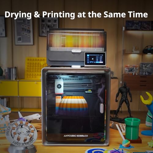 Anycubic Kobra S1 Combo 3D Printer, Multi-Color 3D Printer High Speed Max 600mm/s High Precision, Core XY Stable Structure Ultra-Quiet Printing Anycubic App One-Click Printing 250 * 250 * 250mm