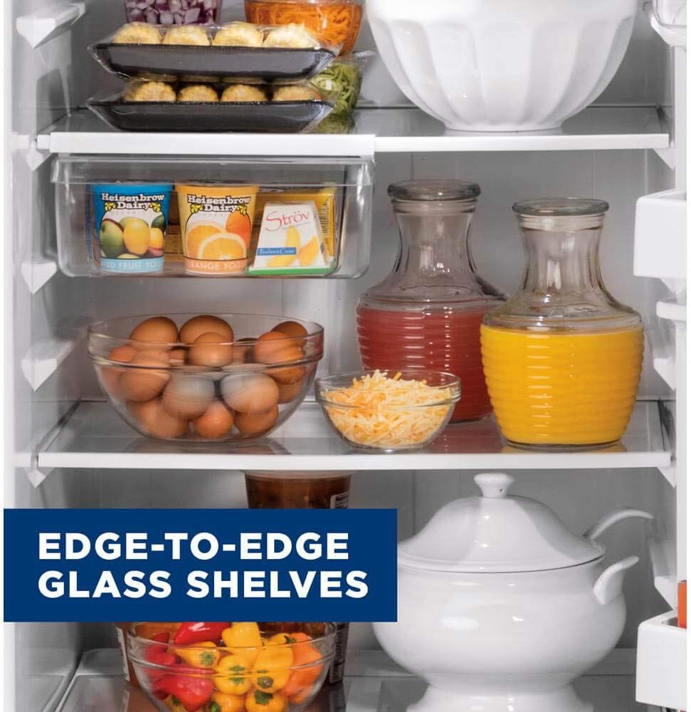 GE GTS22KGNRBB 33" Top Freezer Refrigerator with 21.93 cu. ft. Capacity, LED Lighting, Edge-to-Edge Glass Shelves and Upfront Temperature Controls in Black