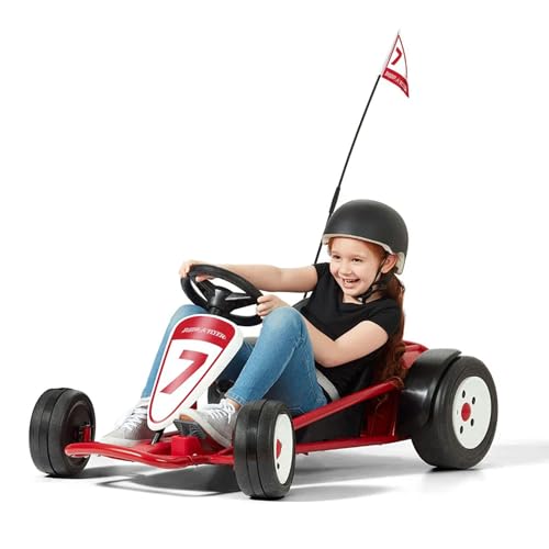 Radio Flyer 36V Battery-Powered Kids Electric Go-Kart with Adjustable Seat, Rubber Wheels, Grey