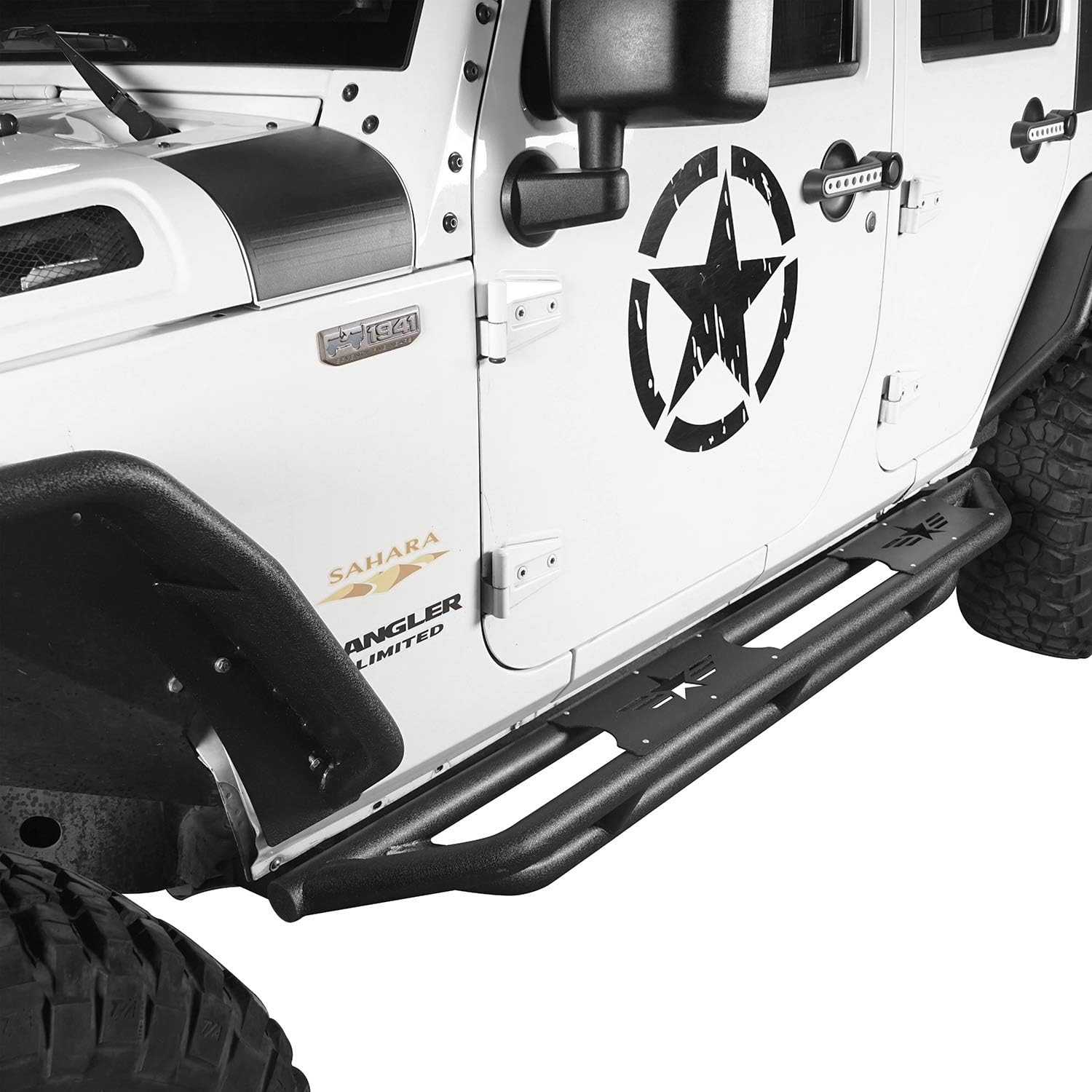 u-Box JK Wrangler Side Step Running Boards Rail Steel Nerf Bars Compatible with Jeep JK Wrangler Unlimited 2007-2018 4-Door