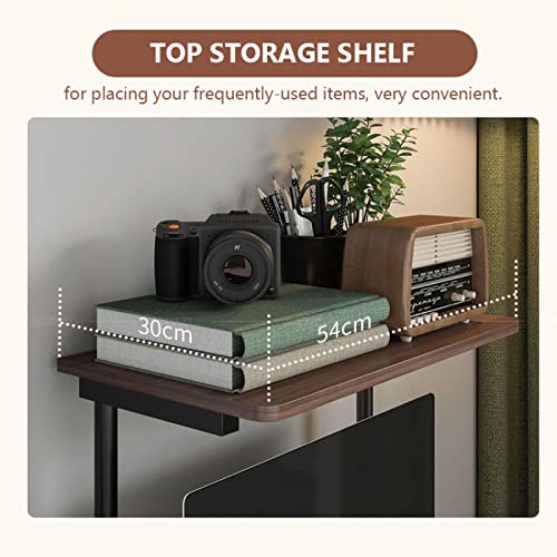 Small Computer Desk with Storage Shelves, Portable Rolling Computer Desk Study Table, Compact PC Laptop Workstation for Home Office