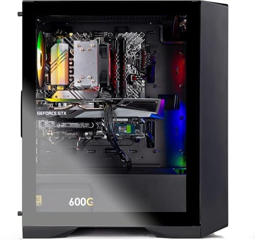 Skytech Nebula Gaming PC Desktop, Ryzen 5 5600 3.5 Ghz (4.4GHz Turbo Boost), NVIDIA RTX 3050 6GB GDDR6, 1TB SSD, 16GB DDR4 RAM 3200, 650W Gold PSU, Wi-Fi, Win 11 Home