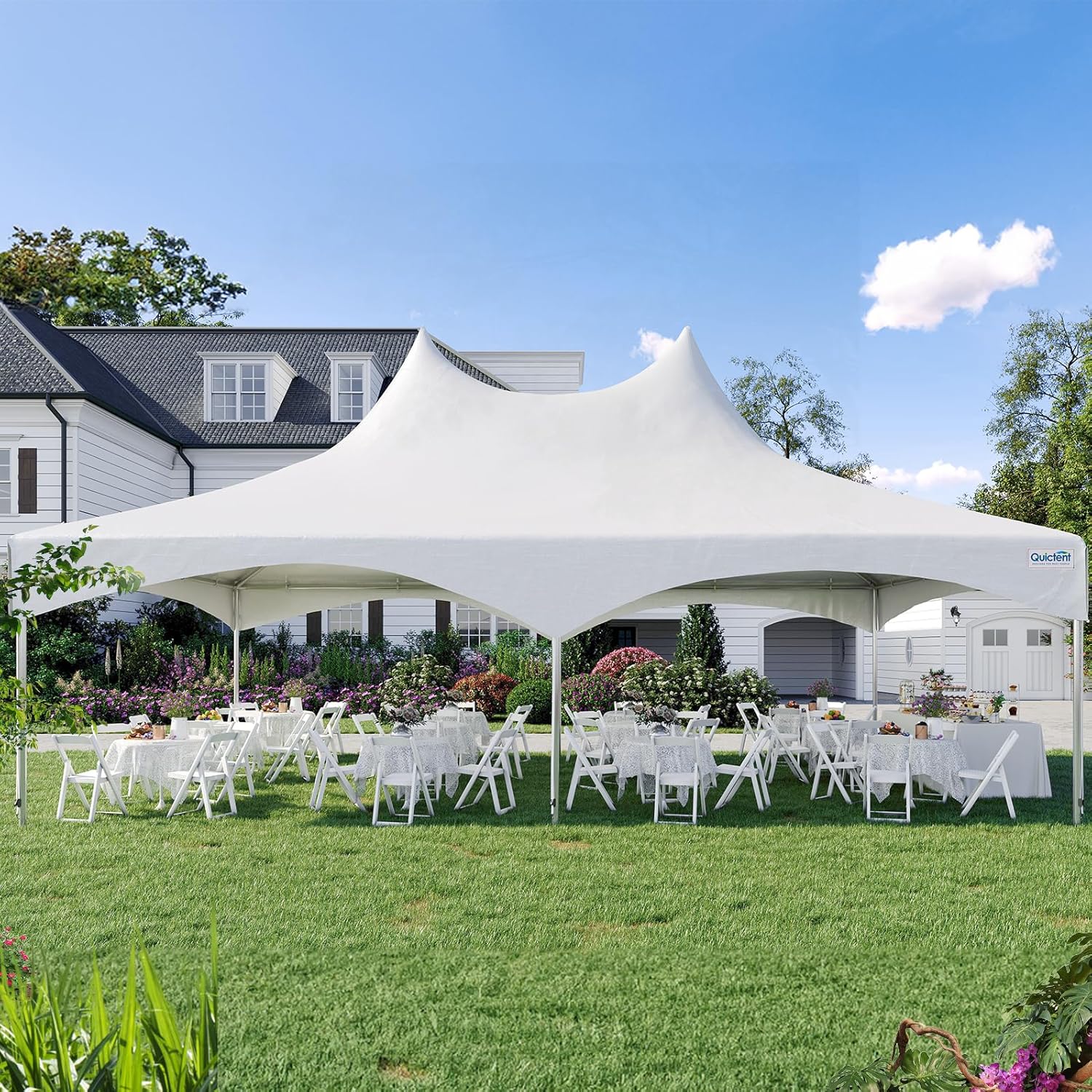 Quictent 20x30ft Party Tent Outdoor Heavy Duty Canopy Gazebo Fire Retardant White Vinyl, 100 Person Capacity Tent for Parties, Weddings, and Events, Commercial and Residential Use