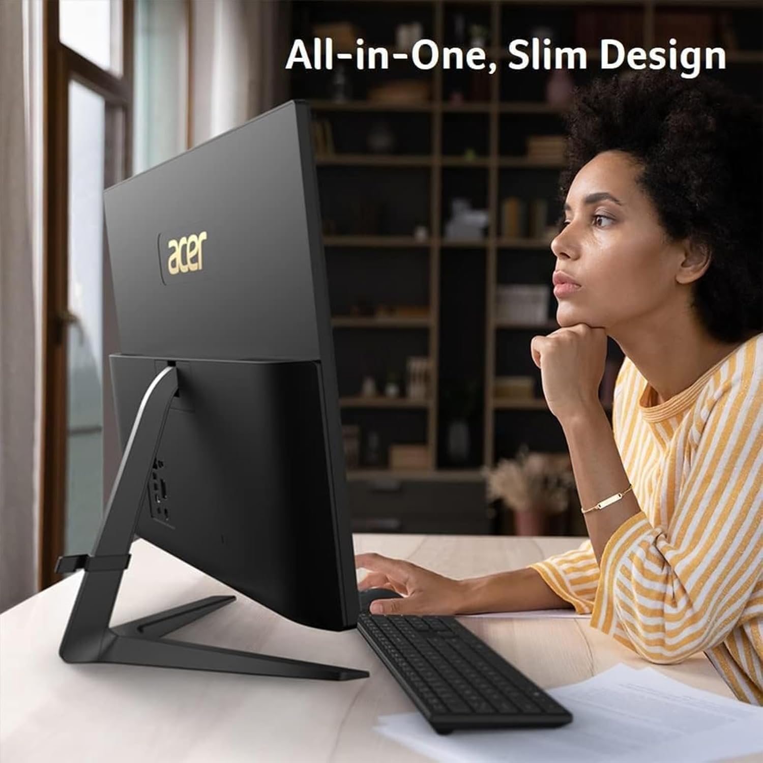 acer Aspire C27 All in One Desktop | 27-inch FHD IPS Display | 12th Gen Intel 4-Core Processor | 32GB RAM | 1TB SSD | Wi-Fi 6 | Webcam | HDMI | Wireless Mouse & Keyboard | Windows 11, Black