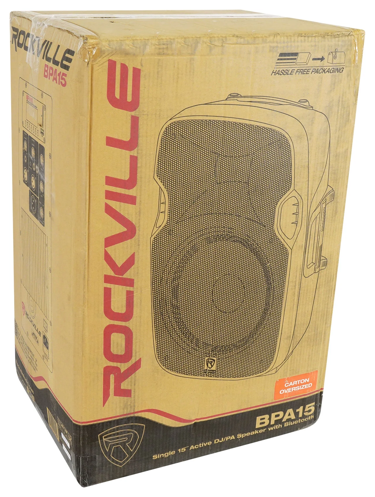 (2) Rockville BPA15 15" 1600w Active PA/DJ Speakers+Mixer+Mic+Stands+Cables+Bag