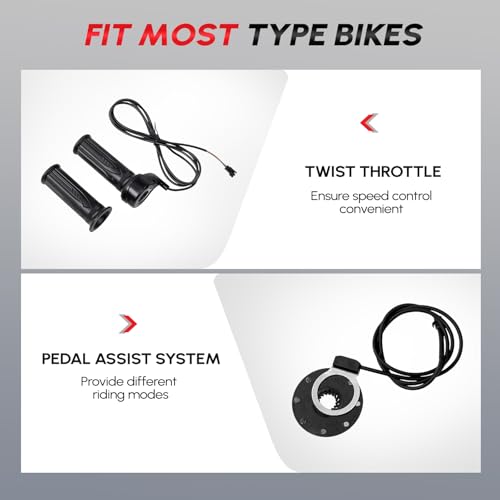 PEXMOR Electric Bike Conversion Kit, 48V 1000W /1500W 26" Front/Rear Wheel E-Bike Hub Motor Kit, Upgrade 3 Mode Controller w/PAS/LCD Display/Twist Throttle Ebike Bicycle Wheel Kit