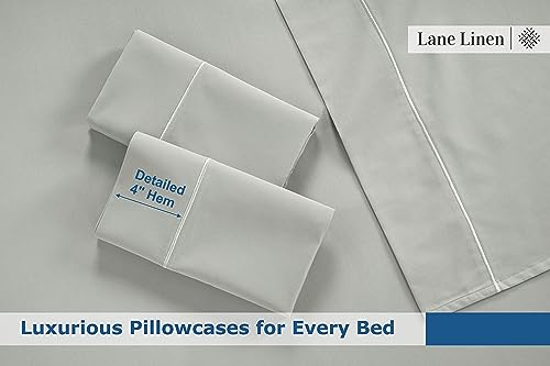 Lane Line 100% Egyptian Cotton Queen Sheet Set - 1500 TC, 4 PCs - Luxury Sateen Cotton White Bed Sheets Set - Hotel White Sheets Queen Set - 15" Deep Pocket Queen Sheets Set - White Queen Sheets