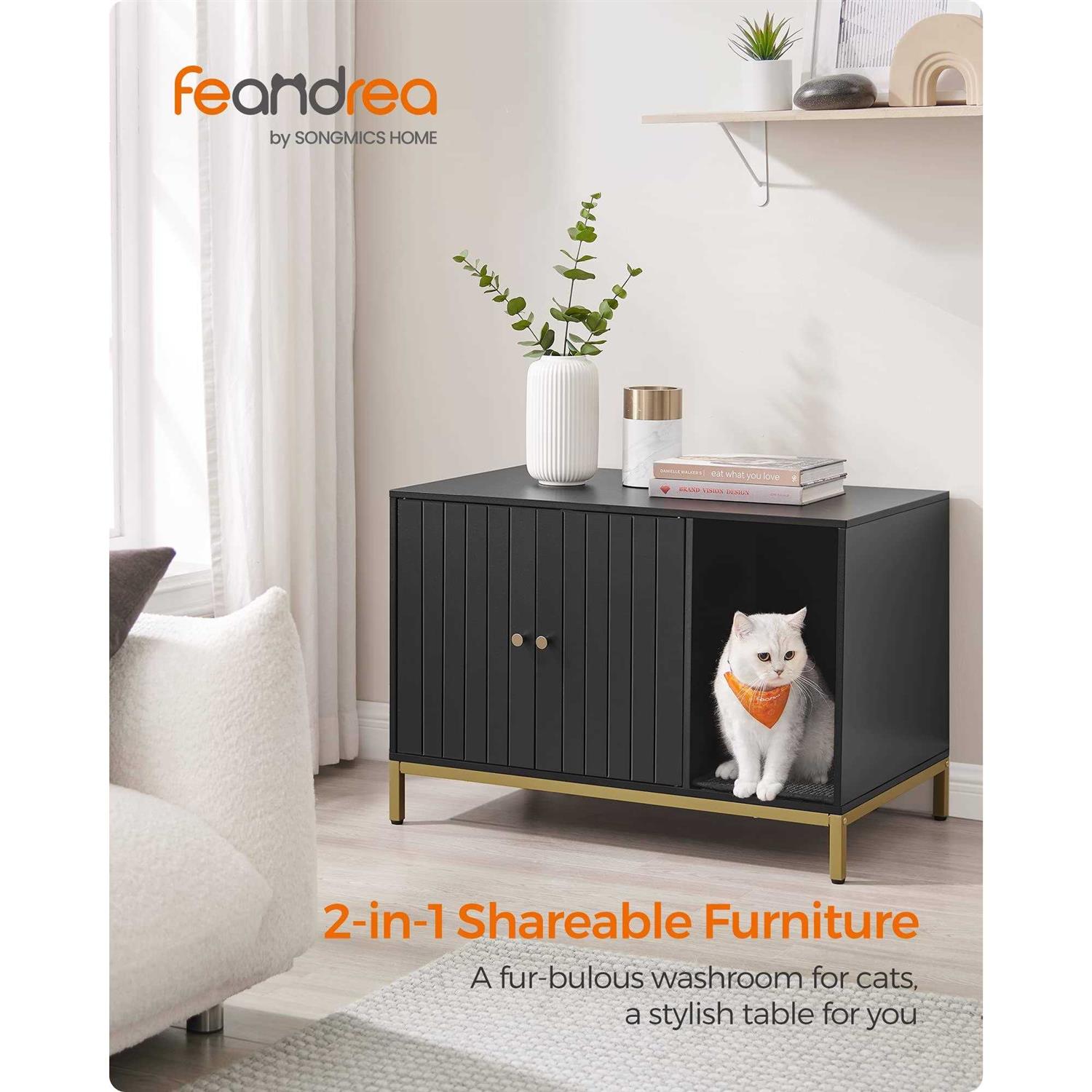Feandrea Litter Box Enclosure Modern Cat Litter Box Furniture Hidden with Scratching Mat - Pet Supplies online store