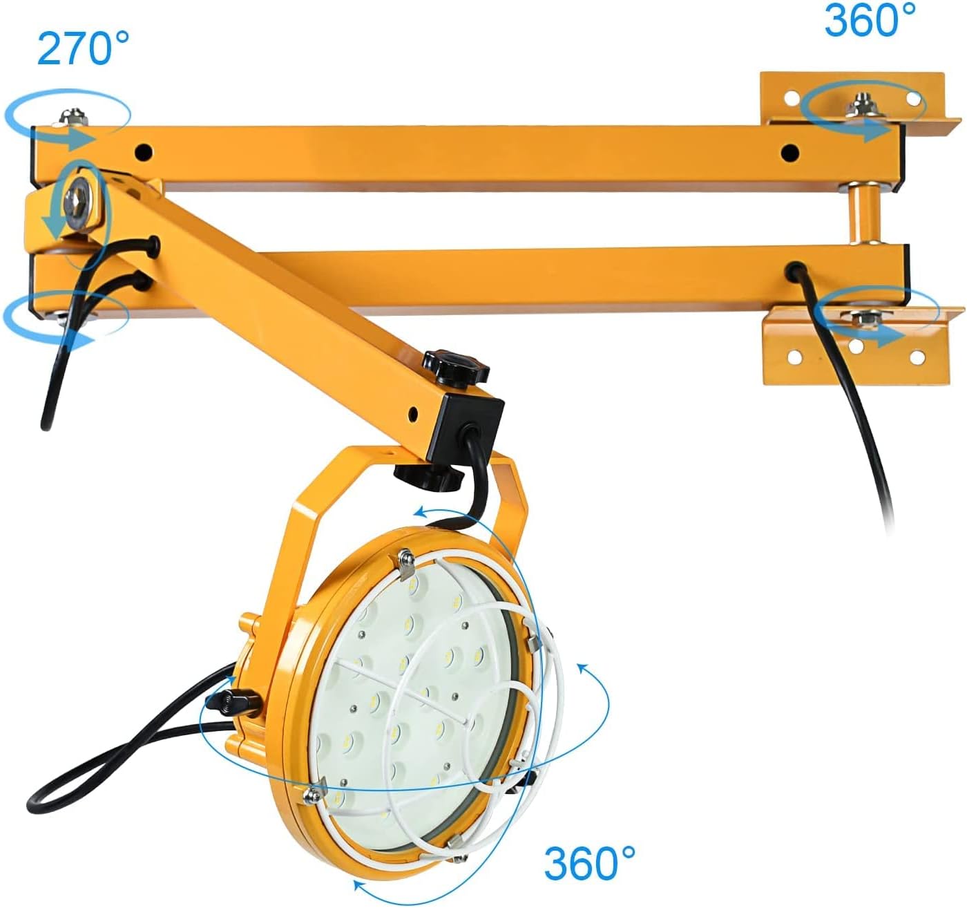 LED Loading Dock Light, Lawind LED Dock Light with Double Swing Arm, Heavy Duty Steel Loading Dock Mounting Arm, 360° Rotatable Construction Lights for Warehouse Work, Docks (50W Light & 40in Arm)
