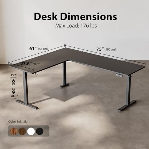Agilestic L Shaped Electric Standing Desk with 2 Drawers, 63 Inch Ergonomic Adjustable Height Desk with Storage, Corner Desk Sit Stand up Computer Table for Work Office Home, Rustic Brown