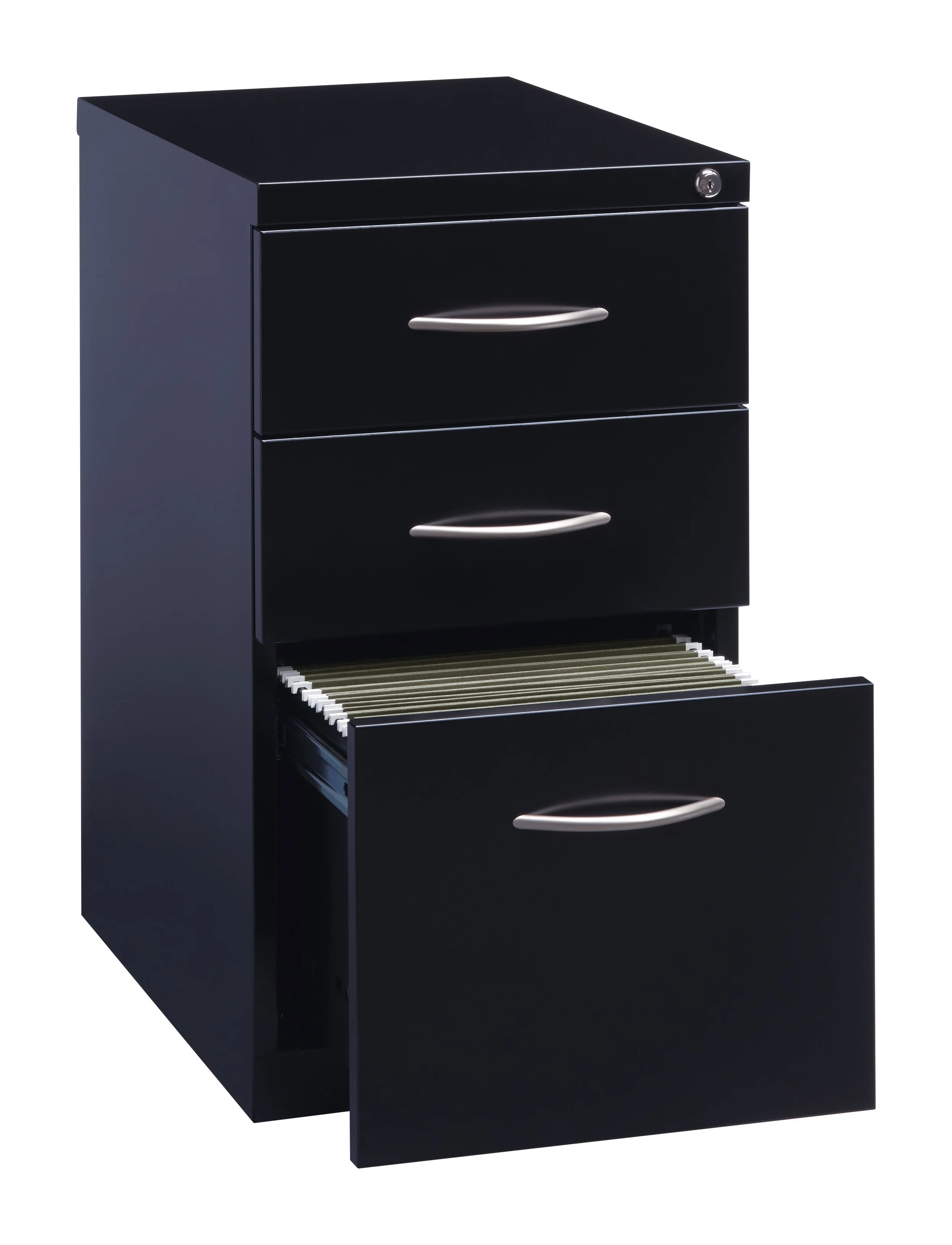 Hirsh 23" Deep Mobile Pedestal File Cabinet 3 Drawer Box-Box-File, Letter Width, Black