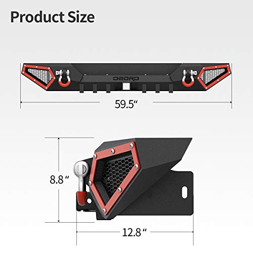 OEDRO Front Bumper Compatible for 87-06 Jeep Wrangler TJ & YJ & LJ Rock Crawler Bumper with Winch Plate Mounting & 4X LED Lights & 2X D-Rings Off Road