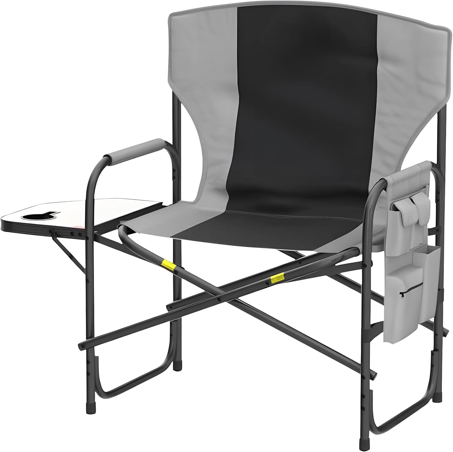 Oversized Director Camping Chair,600 LBS Heavy Duty Folding Chair,24"Cozy Outdoor Chair,With Cup Holder and Adjustable Table Folding Chair for Outside Beach,Lawn,Fishing,Camping,Patio,Makeup