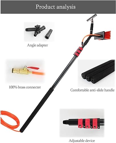 FUYAO Water Fed Telescopic Window Cleaning Pole Kit - Extendable & Solar Panel Safe, with Squeegee Brush - Complete Window Cleaner Tool for Effortless Cleaning!