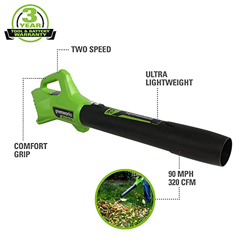 Greenworks 48V 17" Cordless Electric Lawn Mower, Leaf Blower, String Trimmer, (2) 4.0Ah Batteries and Rapid Charger