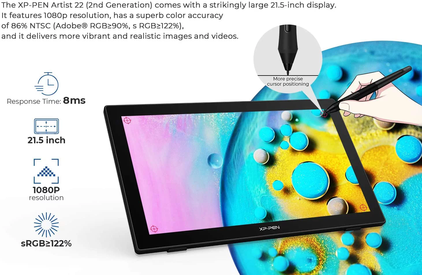 XP-PEN Artist 22 2nd Graphics Tablet,21.5 Inch Drawing Display,Digital Art Tablet with Screen,Animation Pen Display With Monitor for Windows Mac Laptop