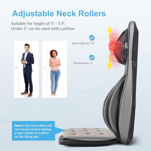 COMFIER Shiatsu Neck Back Massager with Heat, 2D ro 3D Kneading Massage Chair Pad, Adjustable Neck Massage,Seat Massager for Full Body Relaxation, Christmas Gifts for Dad Mom Women Men,Dark Gray
