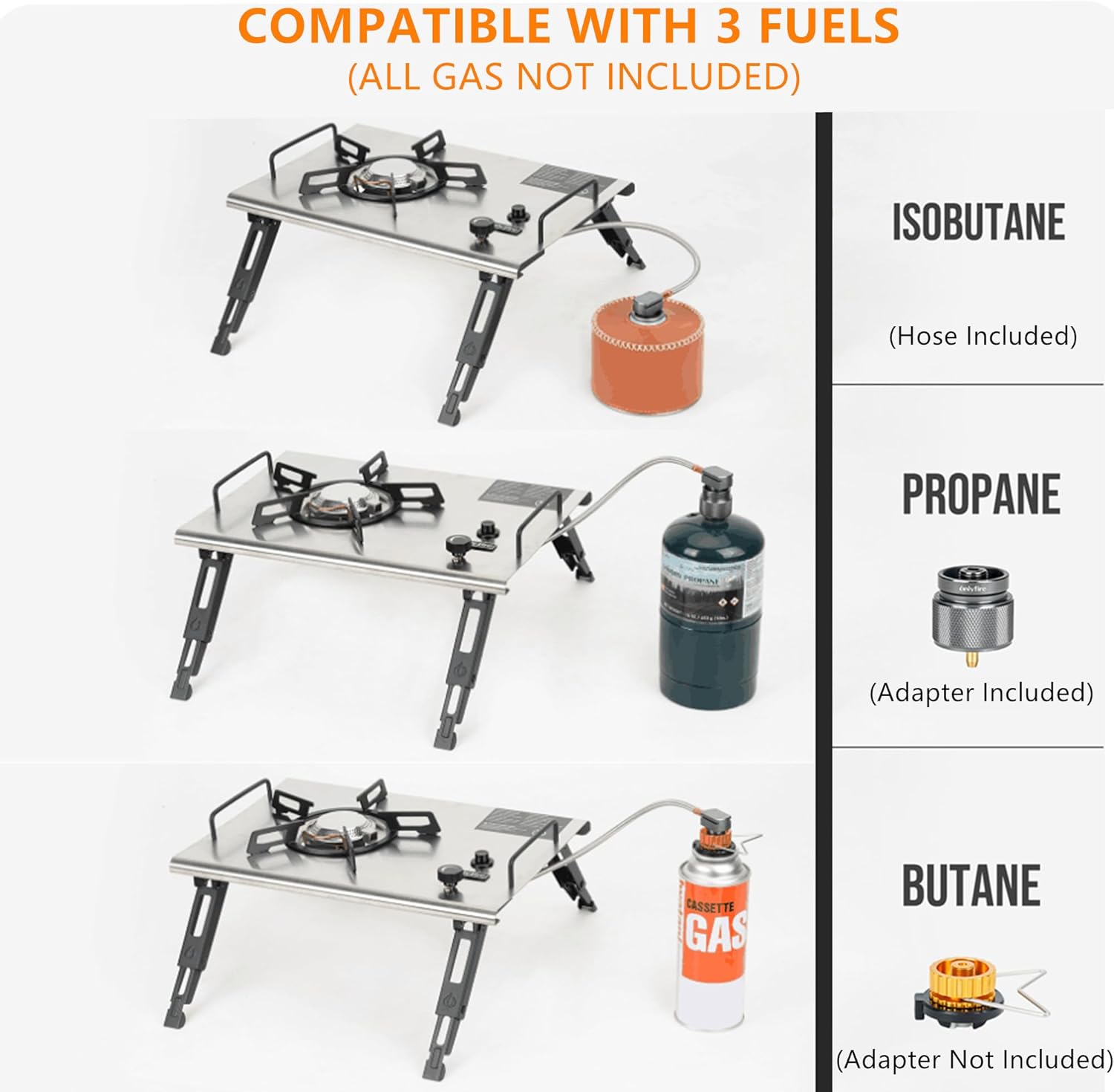 Onlyfire IGT Camping Table Kit with Gas Stove and Carrying Case, Folding Camp Table, Portable Camping Table IGT Unit Combination Table for Camping, Picnic, RV Trip, Backyard Party, GS337