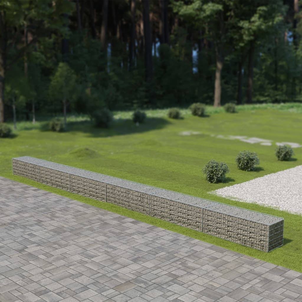 vidaXL Gabion Wall with Covers Galvanized Steel 354x22x19.7x22x19.7x22
