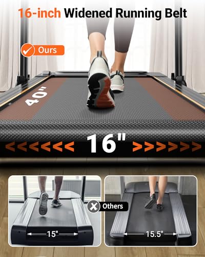 THERUN 2.5HP Treadmill, 2 in 1 Under Desk Walking Pad Treadmill, Electric Compact Space Folding Treadmill for Home Office with LED Touch Screen 0.6-7.6MPH Wider Running Belt, No Assembly Needed