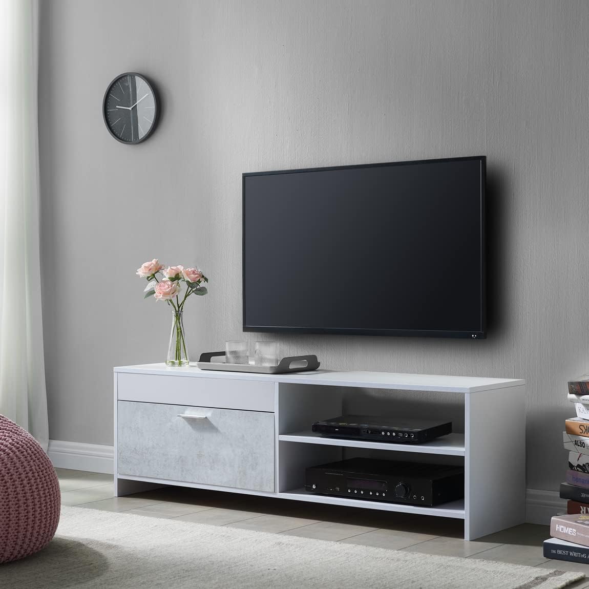 Generic TV Cabinets Tv Stand for TV up to 58 Inches Entertainment Center, TV Cabinet Media Console Table with Storage Drawers for Living Room, Black