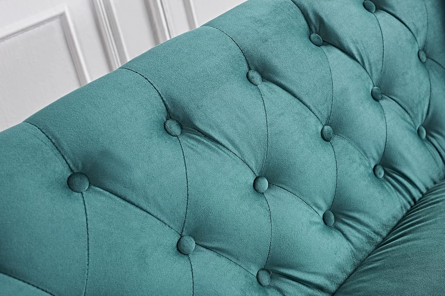 US Pride Furniture Soft Elegant High Density Foam 79.5'' Wide Emerald Green Velvet Living Room Tight Back Removable Cushion & Solid Wood Legs (S5536-5541) Sofas