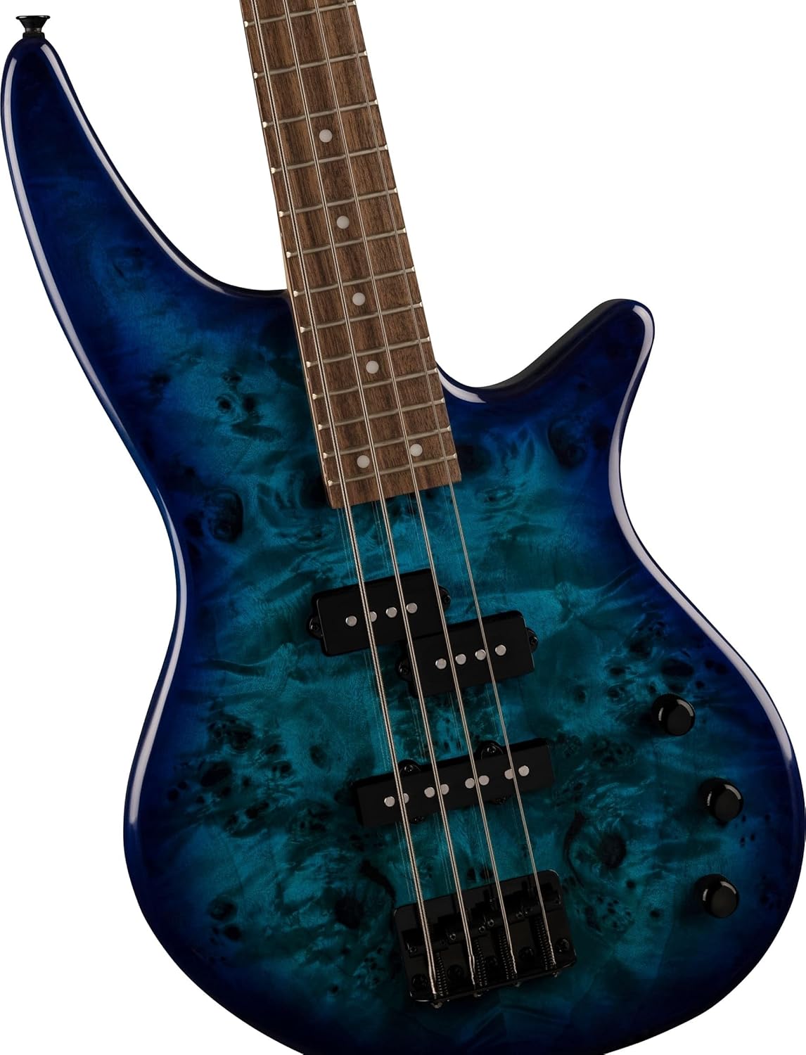 Jackson JS Series Spectra Bass JS2P (Laurel Fingerboard, Blue Burst) Bundle with Jackson Gig Bag and Strings (3 Items)