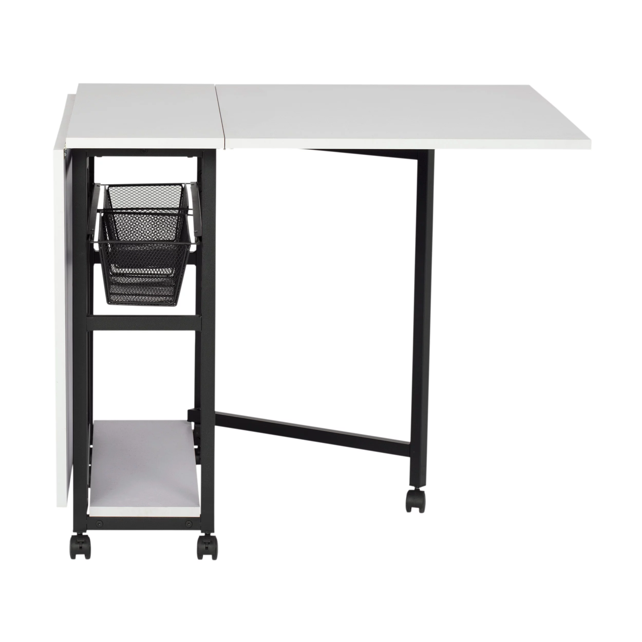 Sew Ready Mobile Fabric Cutting Table with Storage 30" H in Charcoal/White