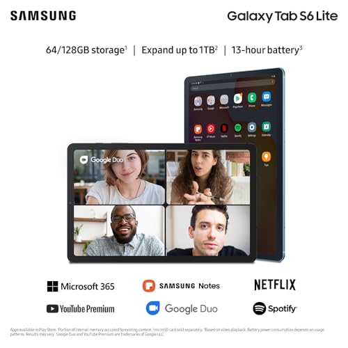 SAMSUNG Galaxy Tab S6 Lite 10.4" 64GB Android Tablet, LCD Screen, S Pen Included, Slim Metal Design, AKG Dual Speakers, 8MP Rear Camera, Long Lasting Battery, US Version, 2022, Chiffon Rose