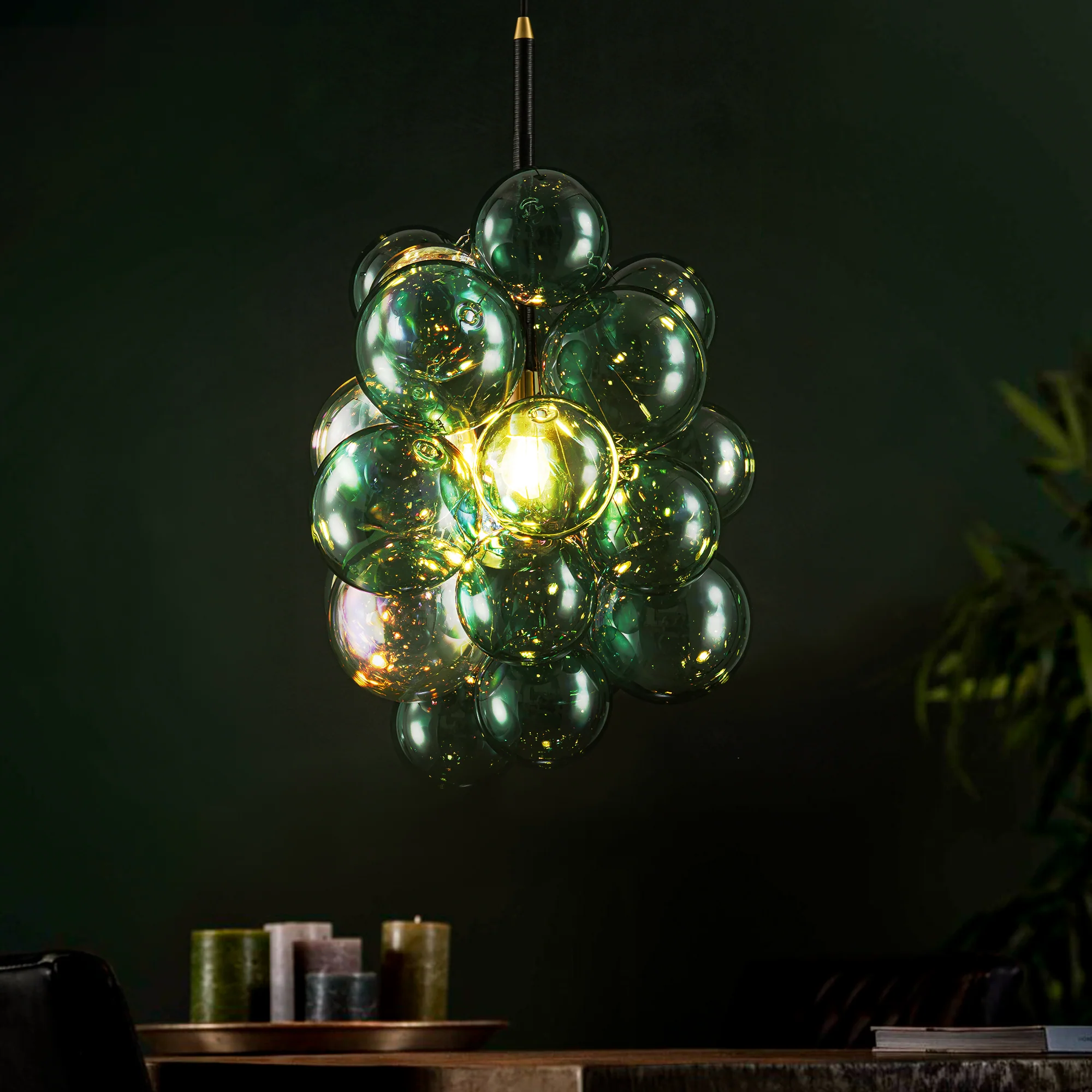 Clairorb 1-Light Cluster Glass Globe Bubble Glam Chandelier (18)