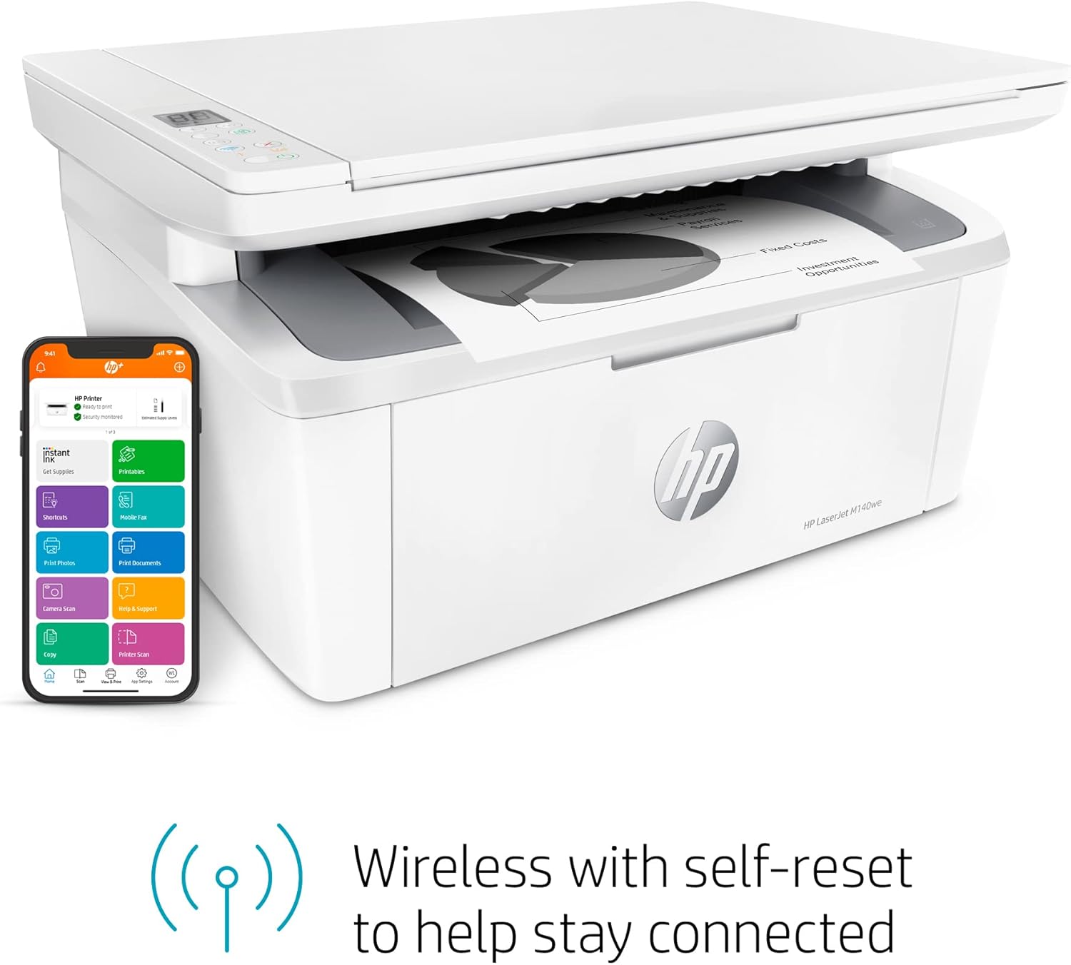 HP LaserJet MFP M140we All-in-One Wireless Black & White Printer with HP+ and Bonus 6 Months Instant Ink (7MD72E)