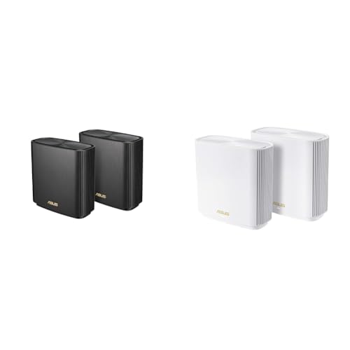 ASUS ZenWiFi AX Whole-Home Tri-band Mesh WiFi 6 System (XT8) - 2 pack, Coverage up to 5,500 sq.ft or 6+rooms, 6.6Gbps, WiFi, 3 SSIDs, life-time network security and parental controls, 2.5G port