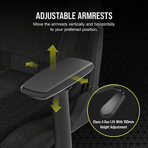 Corsair TC100 Relaxed Gaming Chair - Fabric - Racing-Inspired Design - Lumbar Pillow - Detachable Memory Foam Neck Pillow - Adjustable Seat Height - Adjustable Armrests - Gray and Black
