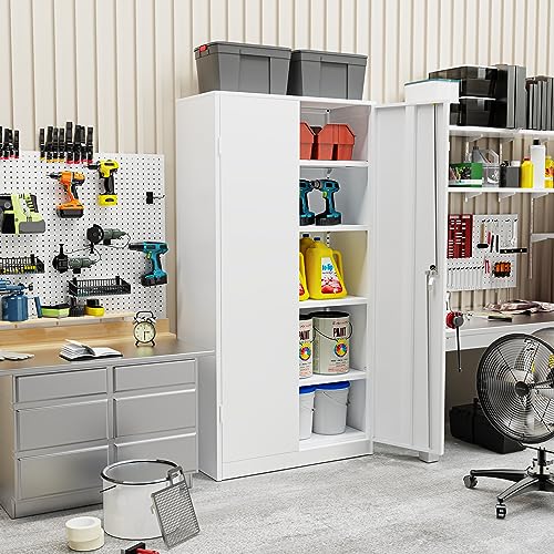 Incbruce 72” Metal Storage Cabinet, Garage Cabinets and Storage System with Doors and Shelves, Tall Lockable Tool Cabinet for Garage, Office, Home (Black)