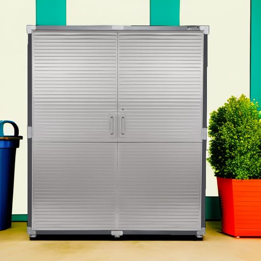 Seville Classics UltraHD Solid Steel Lockable Metal Storage Cabinet Locker Organizer, w/Adjustable Shelves for Garage, Warehouse, Office, Classroom, Granite, 48" W x 24" D x 72" H