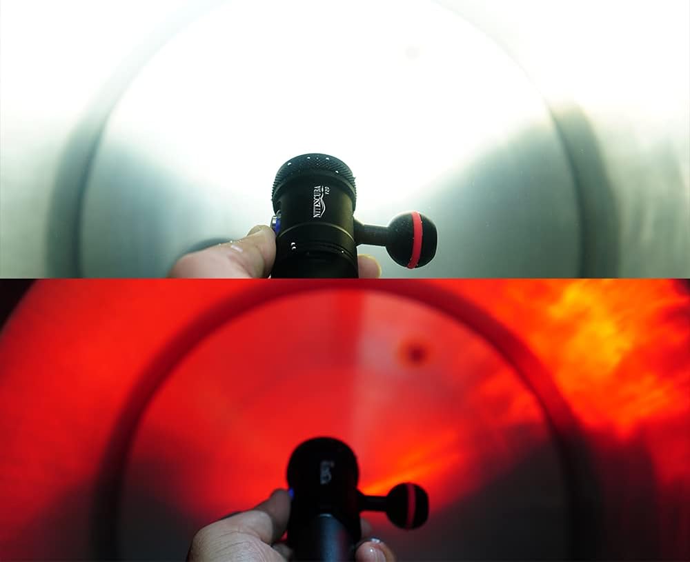 Dive Video Light 2000 Lumen Dive Photography Camera Light for gopro Dive LED Flashlight lamp, 100M/330FT Underwater Flood Light with White Beam red Beam 26650 Battery Rechargeable Torch NiteScuba V20