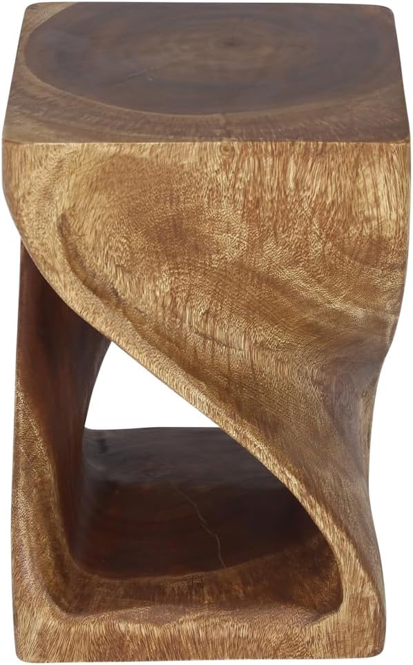 Haussmann® Original Wood Twist End Table 12 X 12 X 18 in High Walnut Oil