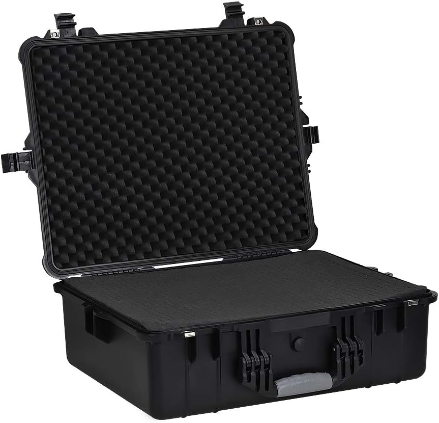 MEIJIA Portable Waterproof Protective Hard Case,Camera Case With Customizable Fit Foam Insert, Elegant Black, 24.25X19.43X8.68
