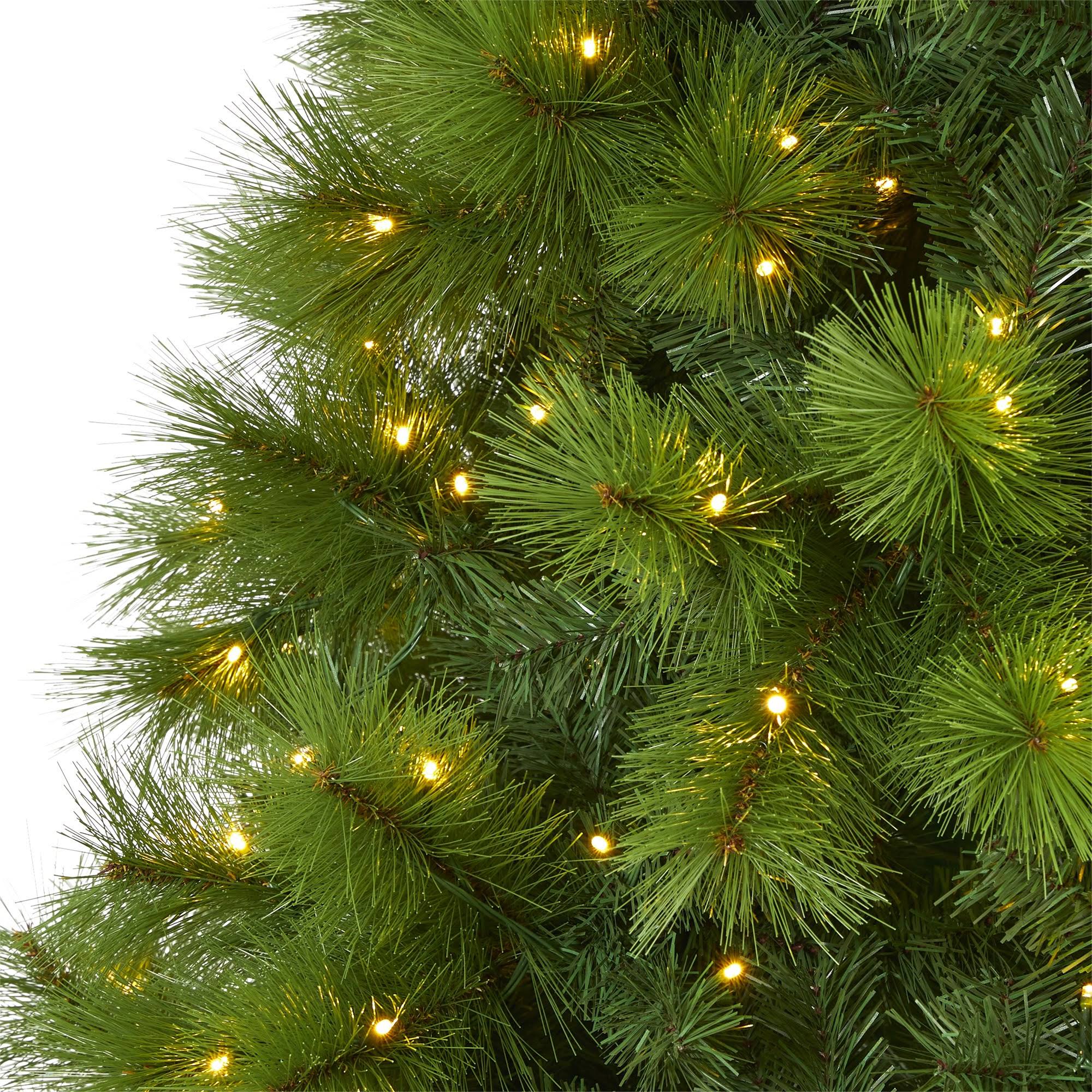 Nearly Natural Scotch Pine Artificial Christmas Tree with 600 Clear LED Lights - Green
