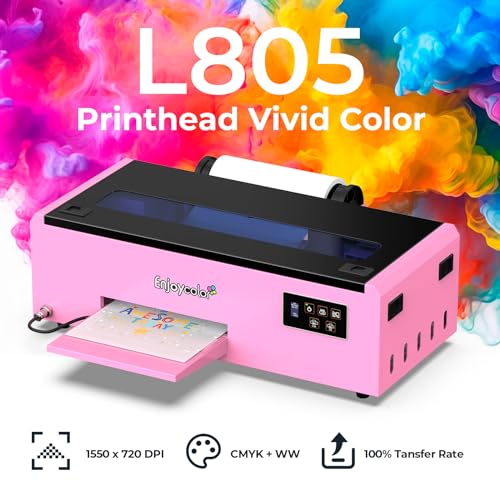 EnjoyColor A4 DTF Printer and Oven, DTF Transfer Printer Machine for Dark and Light Fabric Printing (A4 DTF Printer+A4 Oven+Software+5x250ml Ink+A4 DTF Film)