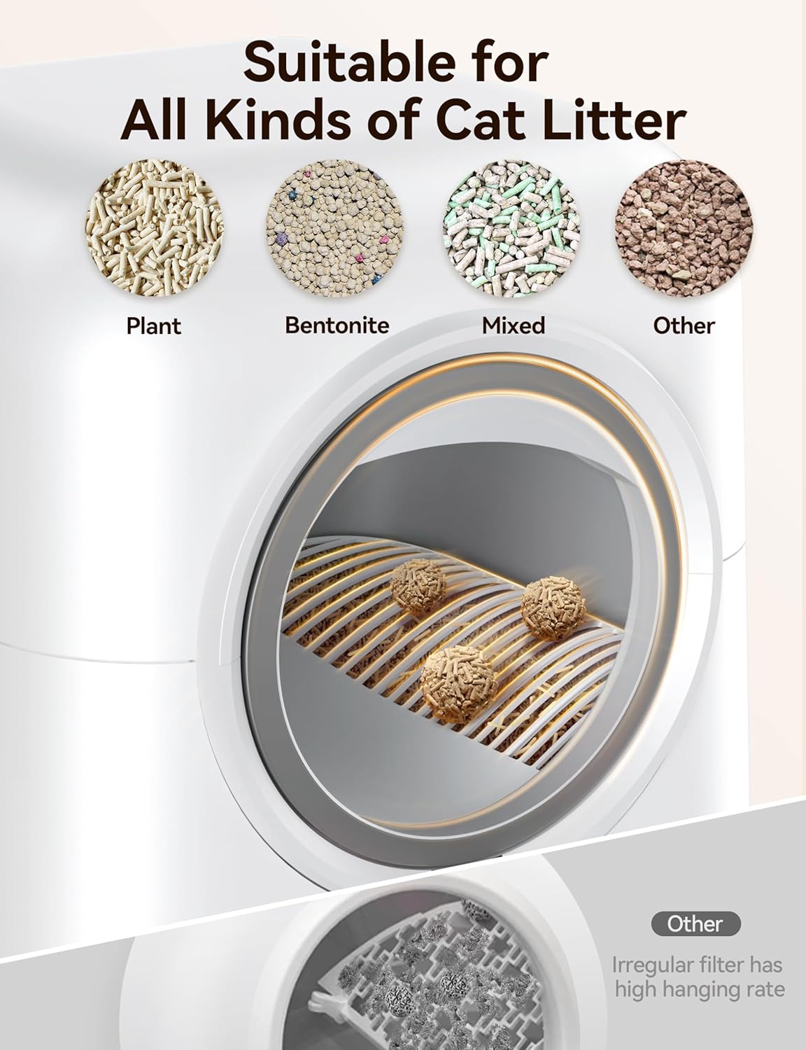 MeoWant Self Cleaning Cat Litter Box, Fully Enclosed Automatic Litter Box for Multi Cats, Ultra-Safe/APP Control/Odor Removal Smart Cat Litter Box with Mat & Liner