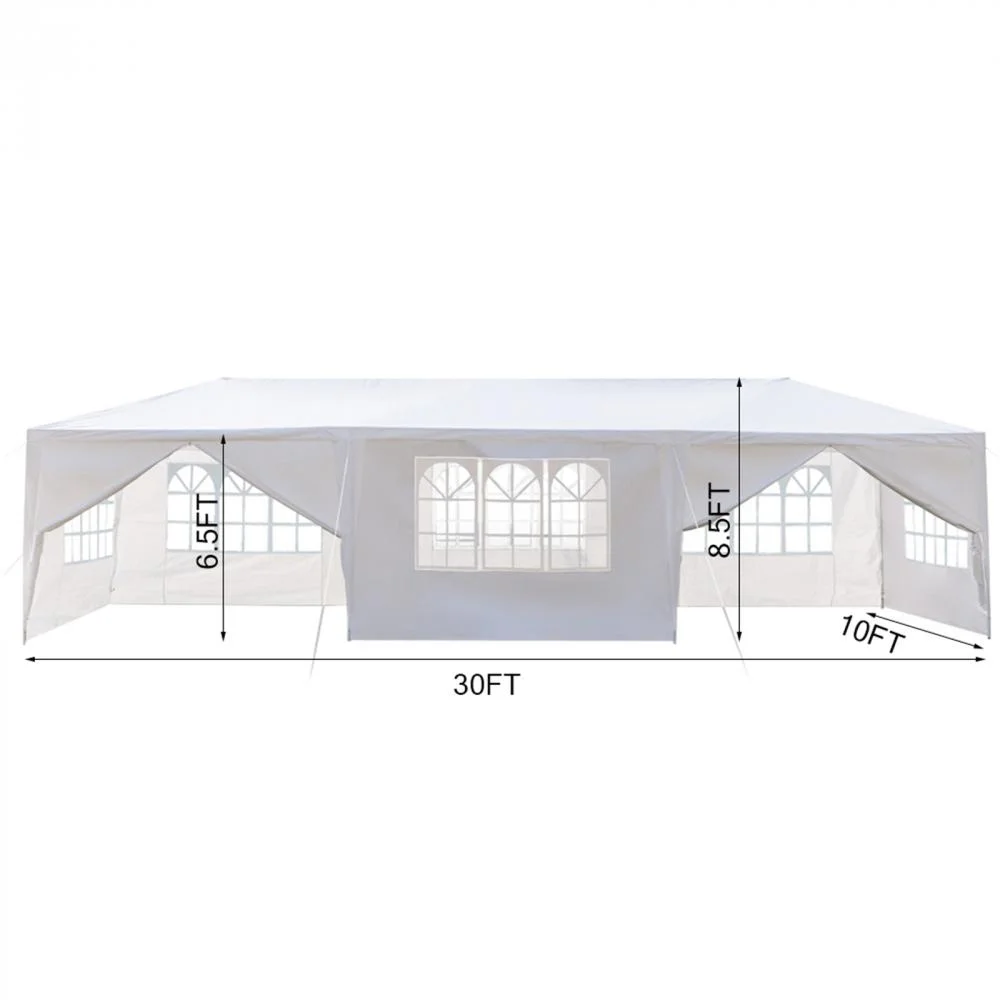 30'x 10' Outdoor Party Tent, Patio Wedding Gazebo Waterproof White Canopy with Sidewalls Party Wedding Tent Cater Events Pavilion Beach BBQ