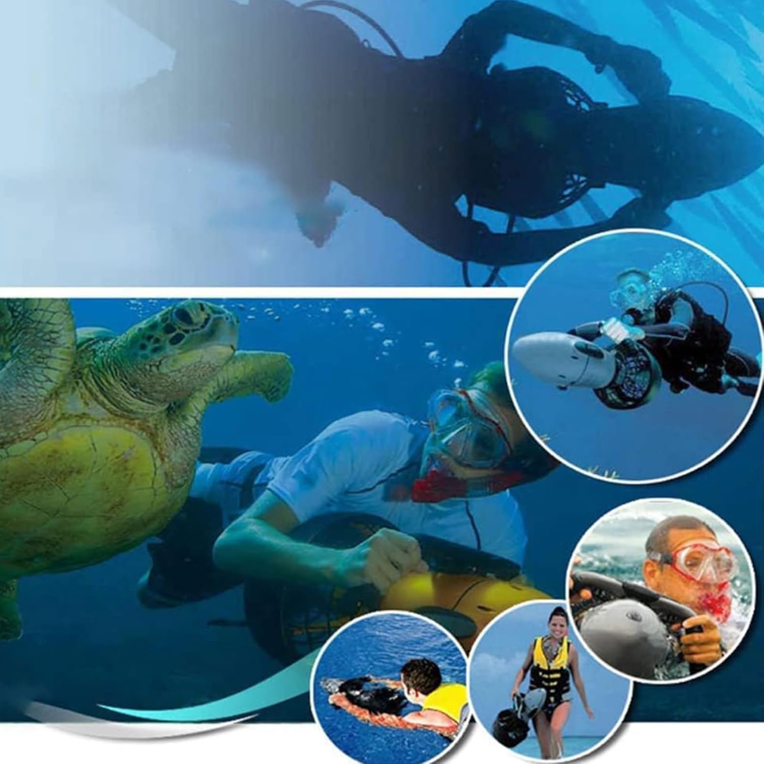 Underwater Sea Scooter, 300W Electric Underwater Scooter, for Water Sports, Swimming Pool, Diving, Snorkeling and Sea Adventures