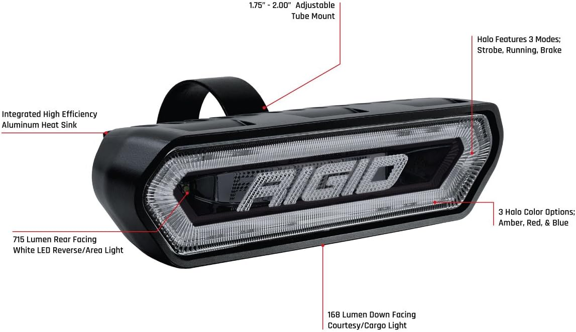 RIGID INDUSTRIES Chase Rear Facing LED Light: Safety Light For Off Road Use