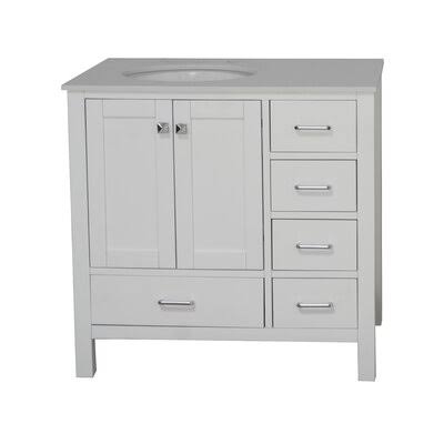 Cheshunt Full Cabinet 36x22 Single Bathroom Vanity Set Base Finish: White, Top Finish: Quartz