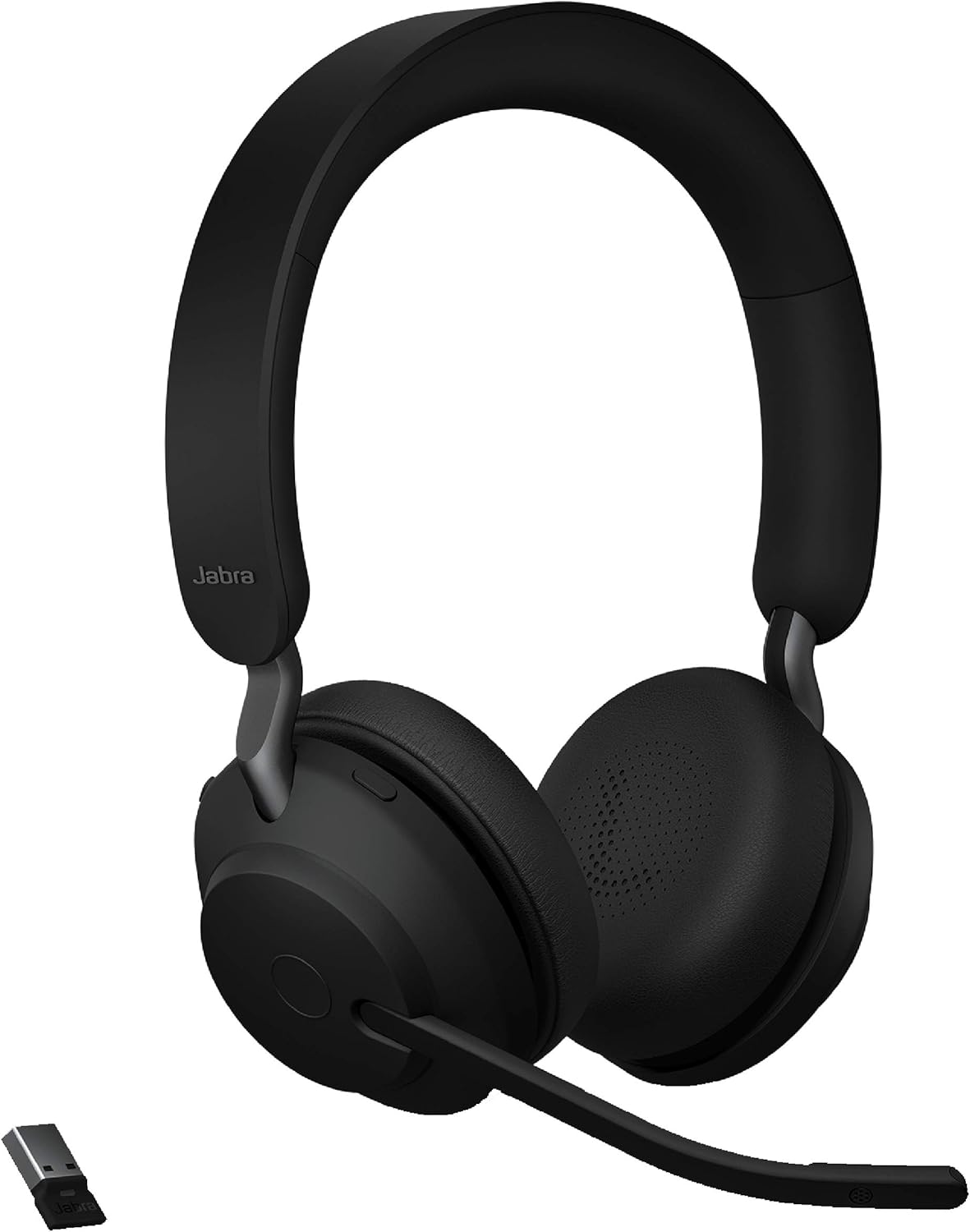 Jabra Evolve2 65 UC Wireless Headphones with Link380a, Stereo, Black – Wireless Bluetooth Headset for Calls and Music, 37 Hours of Battery Life, Passive Noise Cancelling Headphones